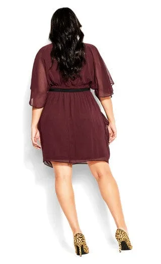 CITY CHIC -  Belted Faux Wrap Dress