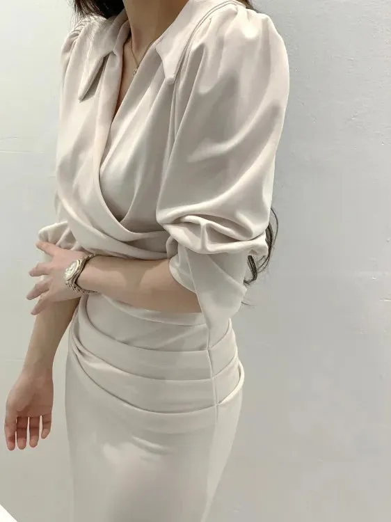 Collar Wrap Long Dress