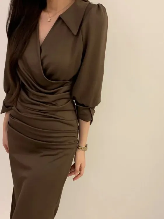 Collar Wrap Long Dress