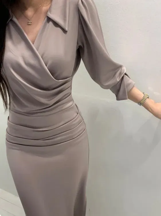 Collar Wrap Long Dress