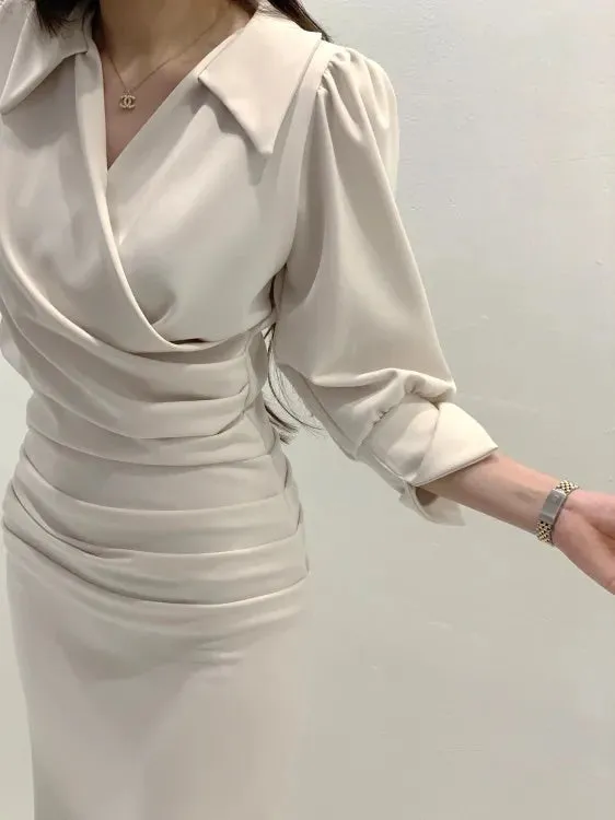 Collar Wrap Long Dress