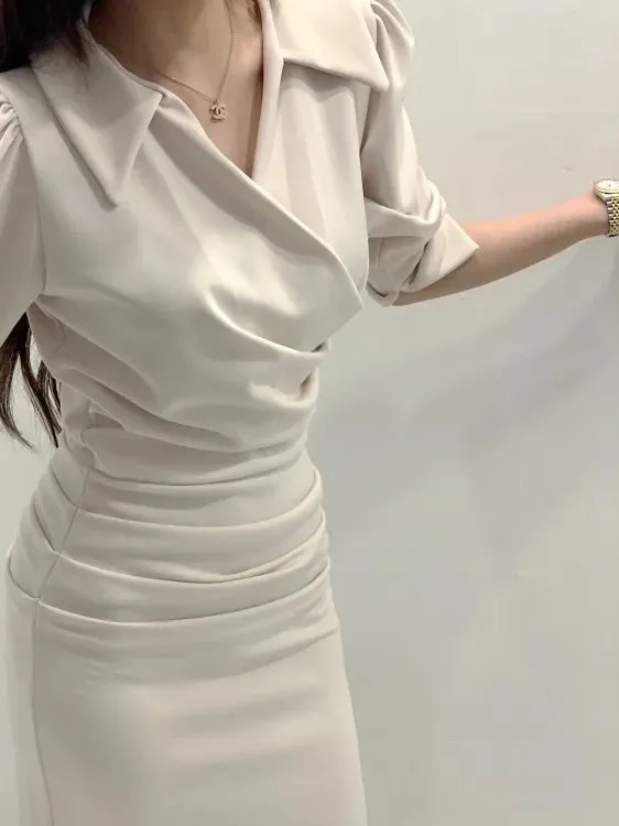 Collar Wrap Long Dress