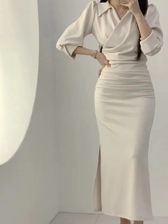 Collar Wrap Long Dress