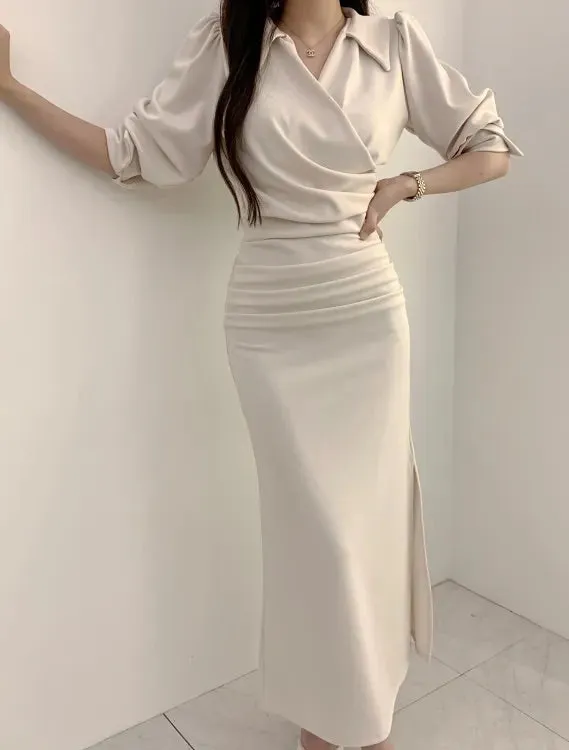 Collar Wrap Long Dress