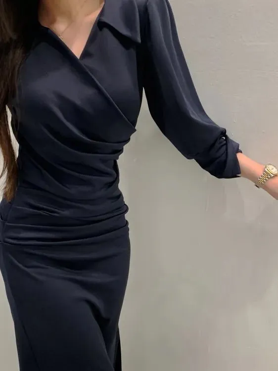 Collar Wrap Long Dress
