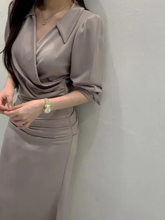 Collar Wrap Long Dress