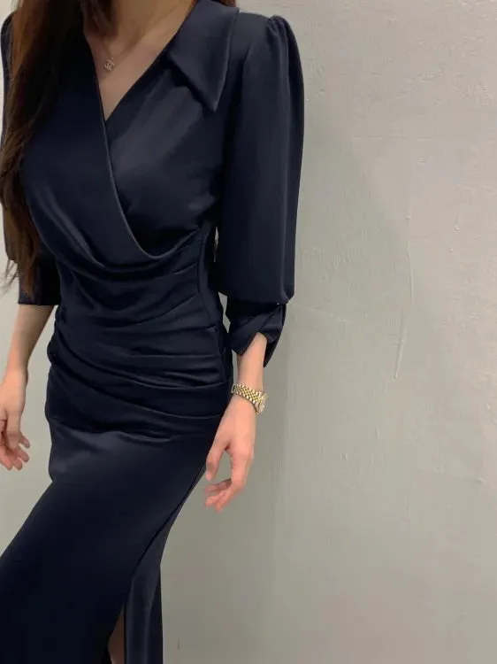 Collar Wrap Long Dress
