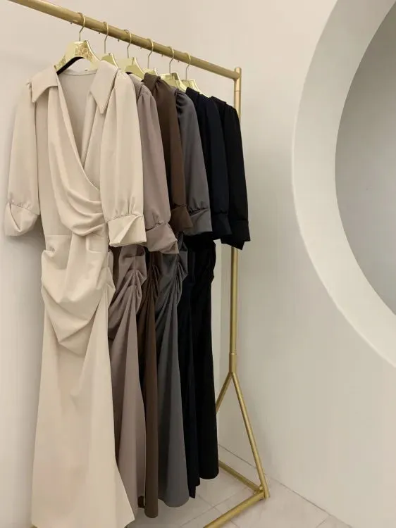 Collar Wrap Long Dress