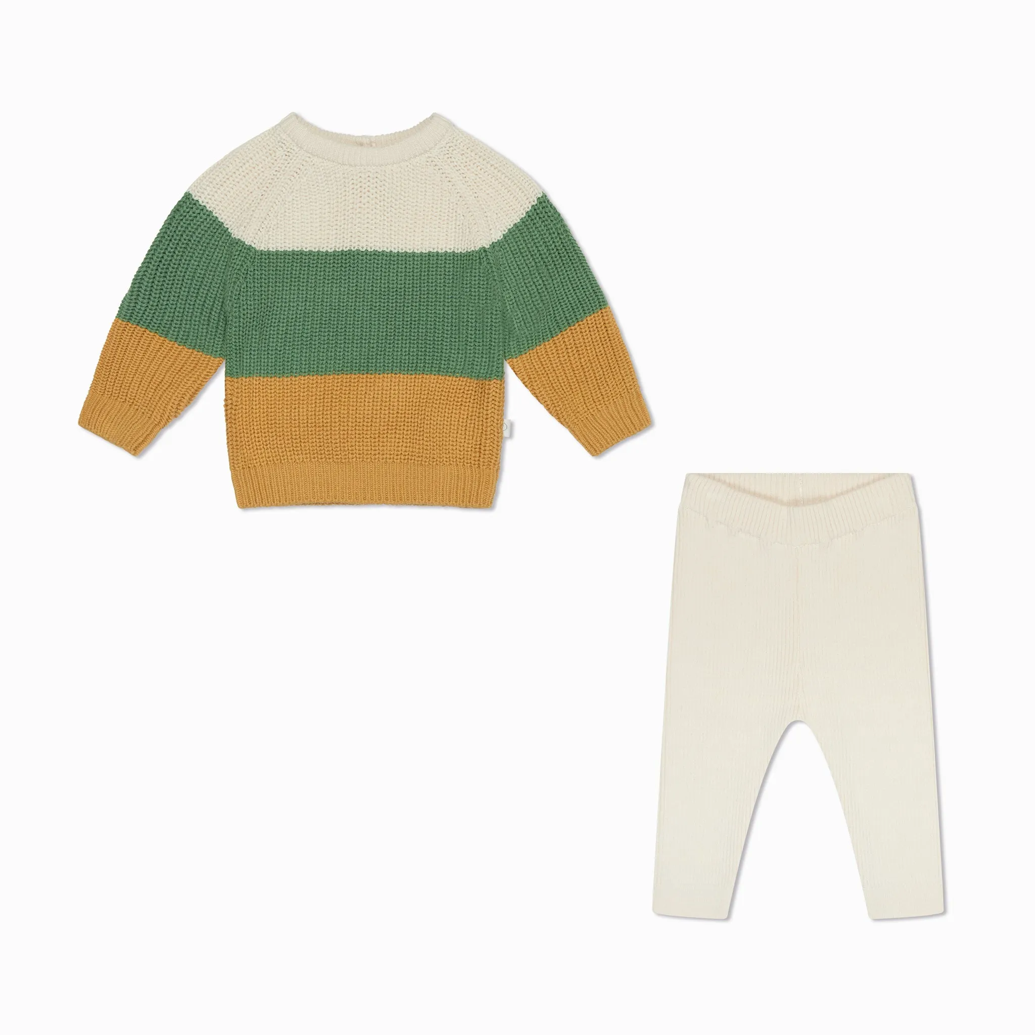 Colorblock Stripe Knitted Sweater & Leggings