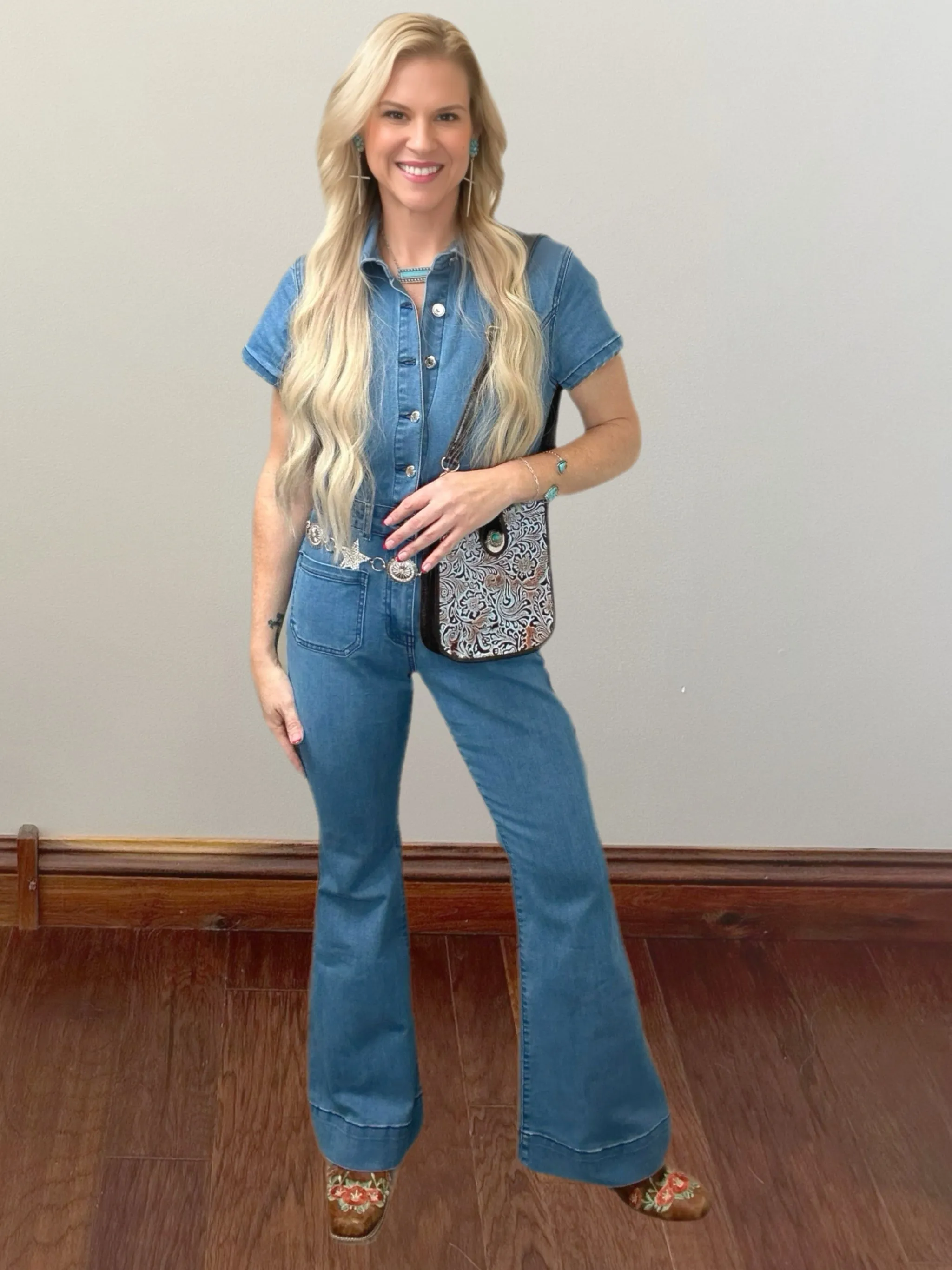 Denim Flared Jumpsuit