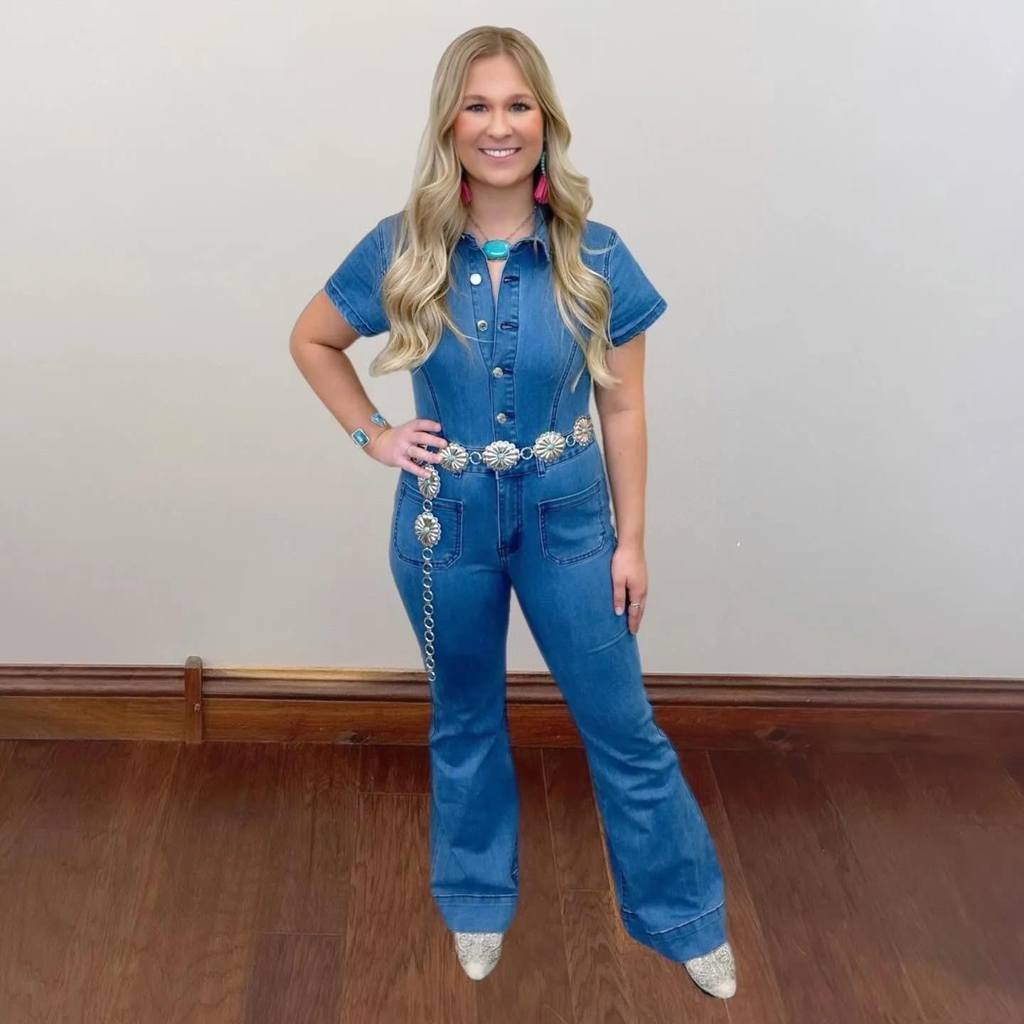 Denim Flared Jumpsuit