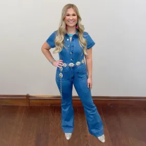 Denim Flared Jumpsuit