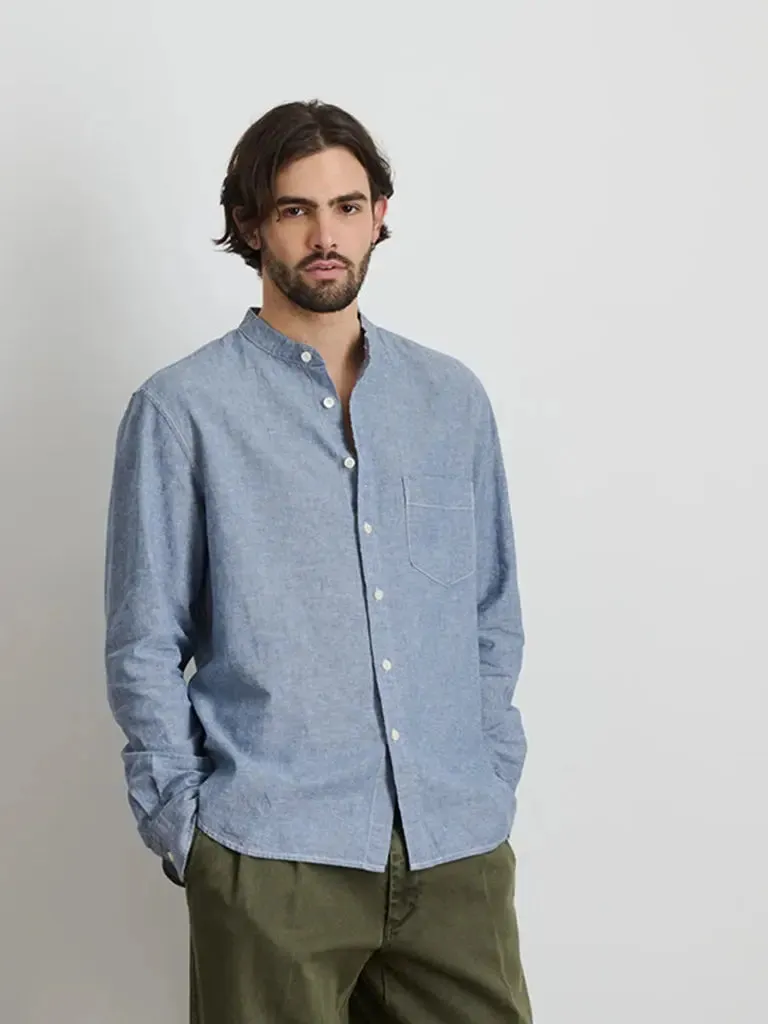 Easy Band Collar Shirt- Chambray
