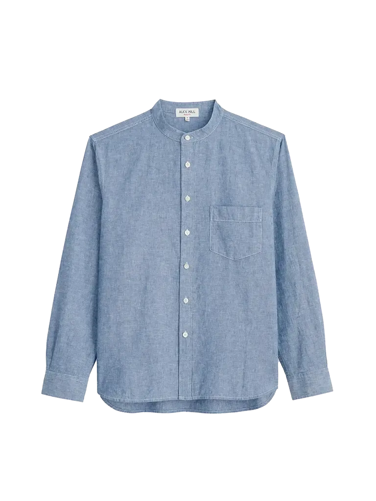 Easy Band Collar Shirt- Chambray