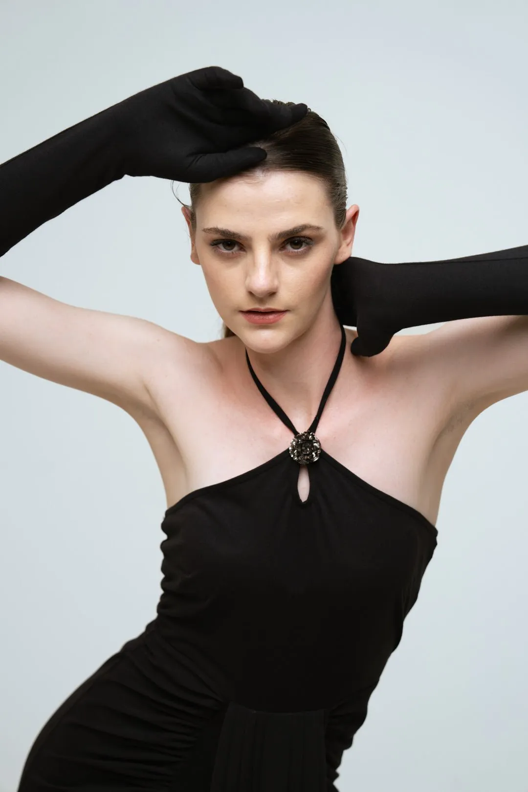 EMBELLISHED HALTER NECK DRESS