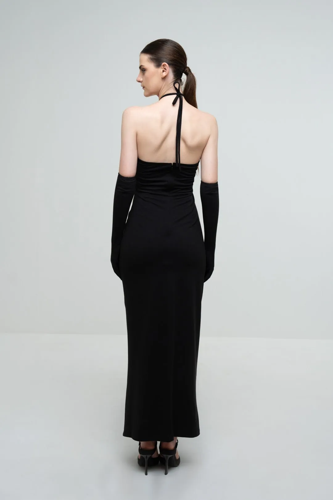 EMBELLISHED HALTER NECK DRESS