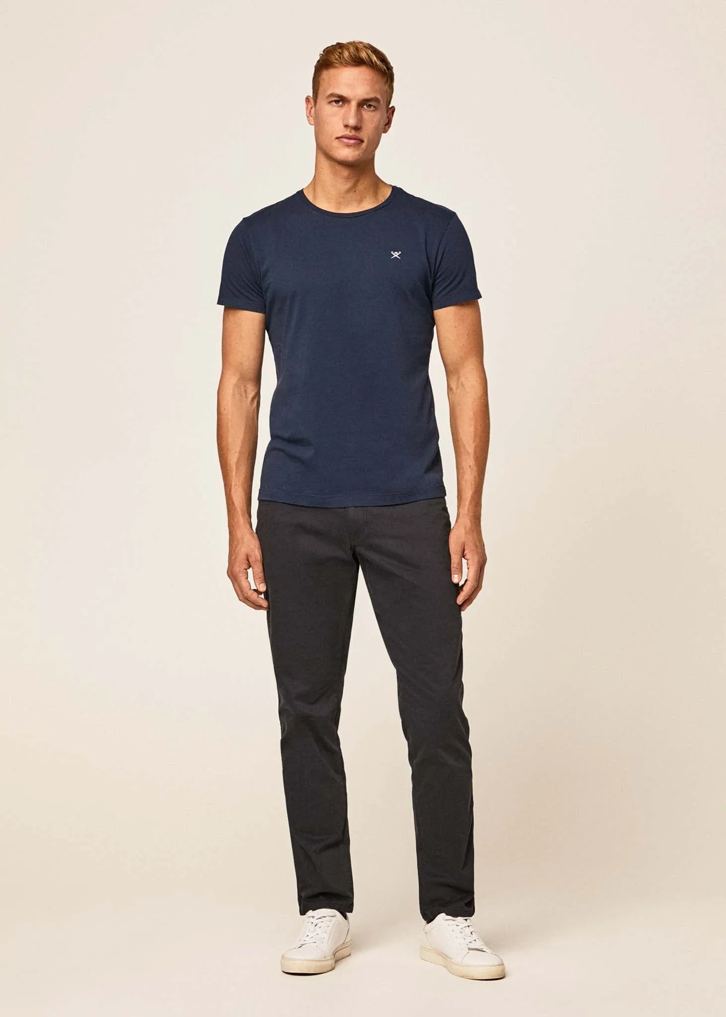 Embroidered logo t-shirt - navy grey
