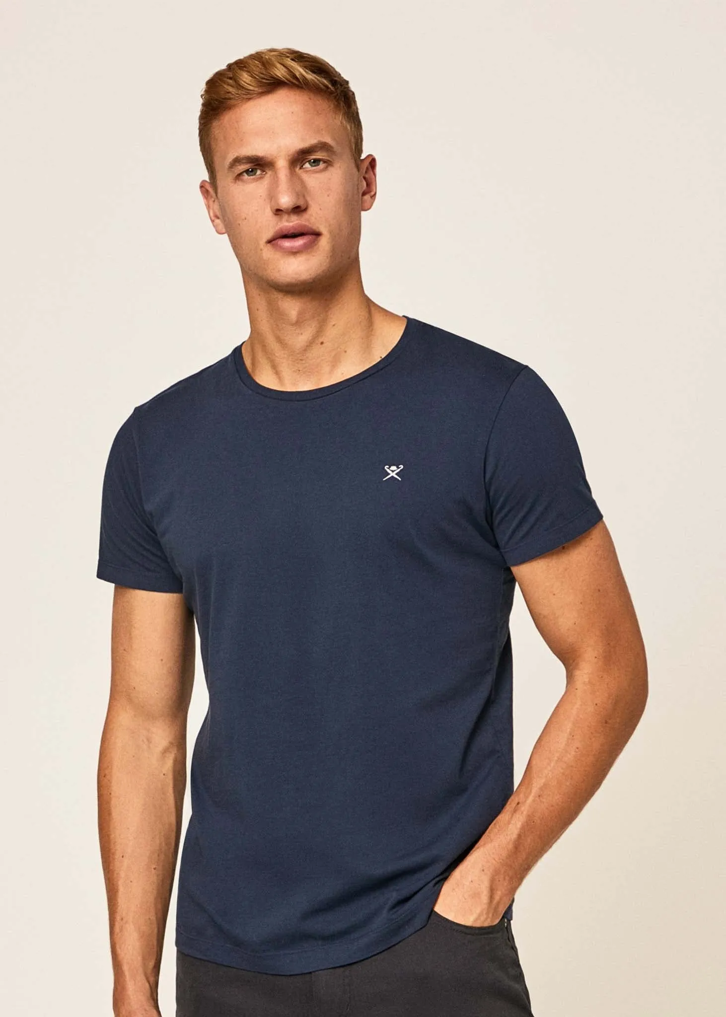 Embroidered logo t-shirt - navy grey