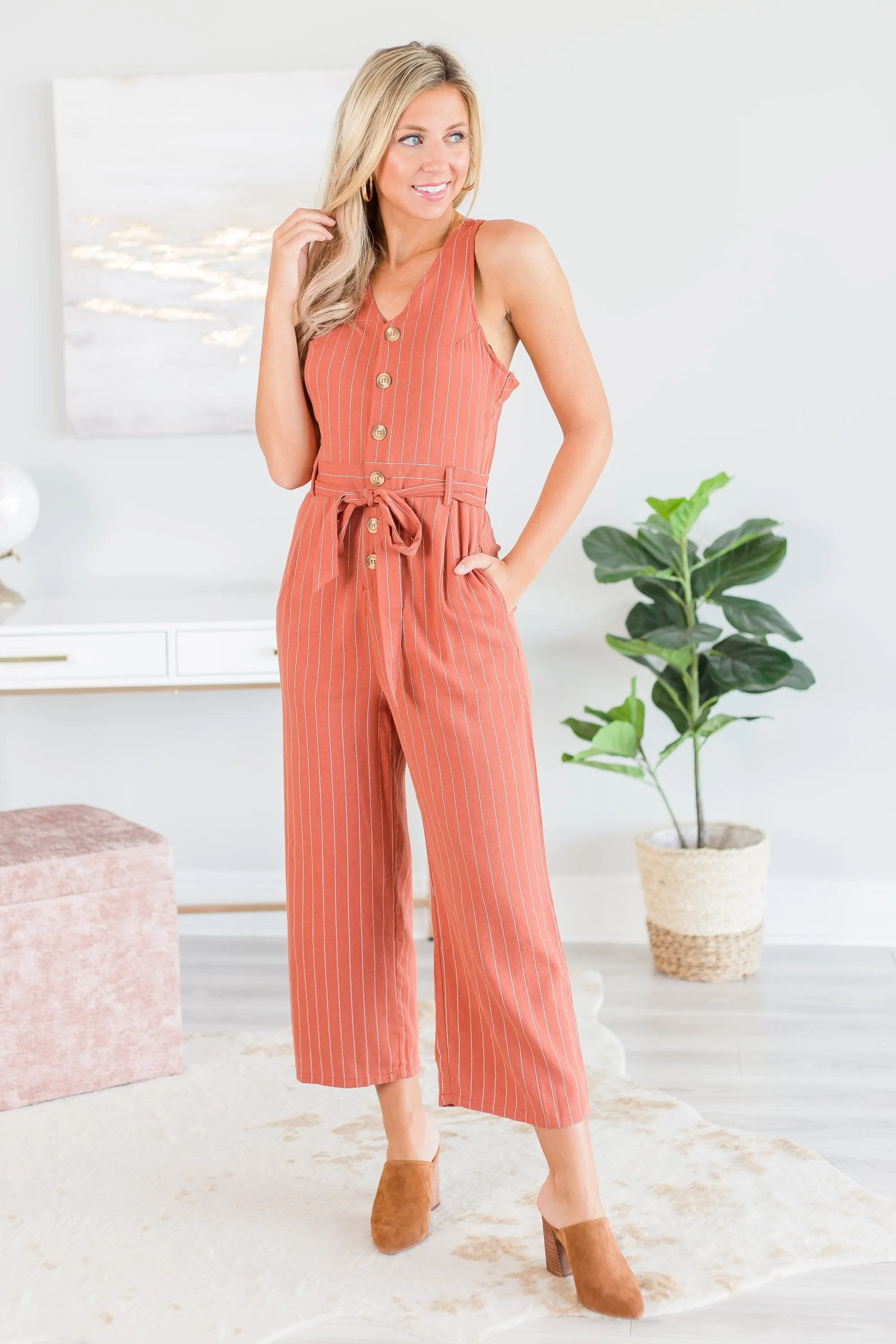 Feeling So Right Jumpsuit, Rust