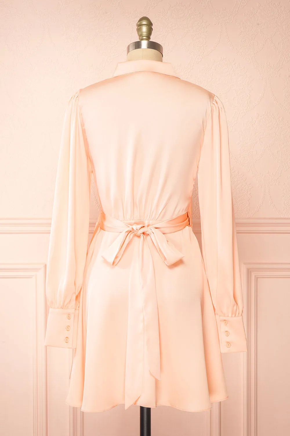 Felestine Pink | Short Satin Wrap Dress