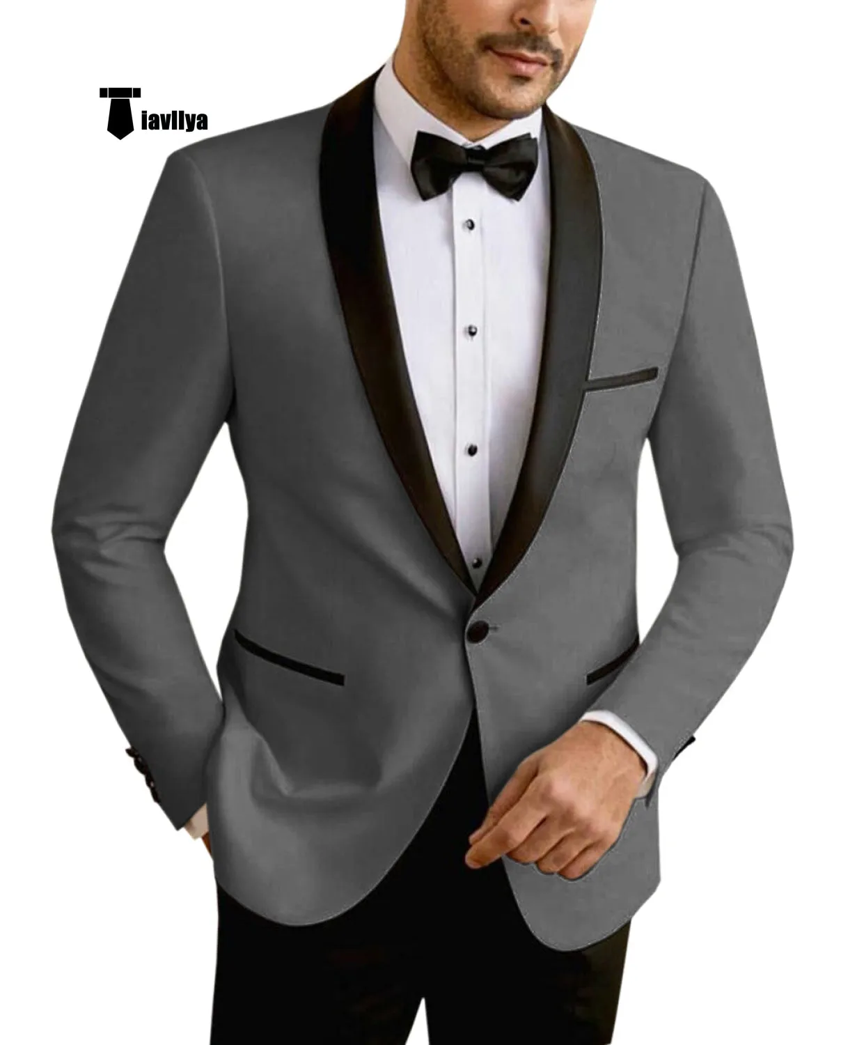 Formal Men's Slim Fit Shawl Lapel Flat Blazer