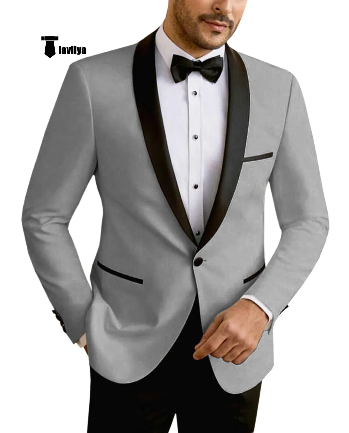 Formal Men's Slim Fit Shawl Lapel Flat Blazer
