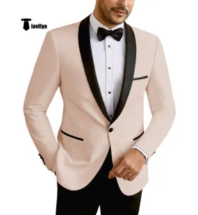 Formal Men's Slim Fit Shawl Lapel Flat Blazer