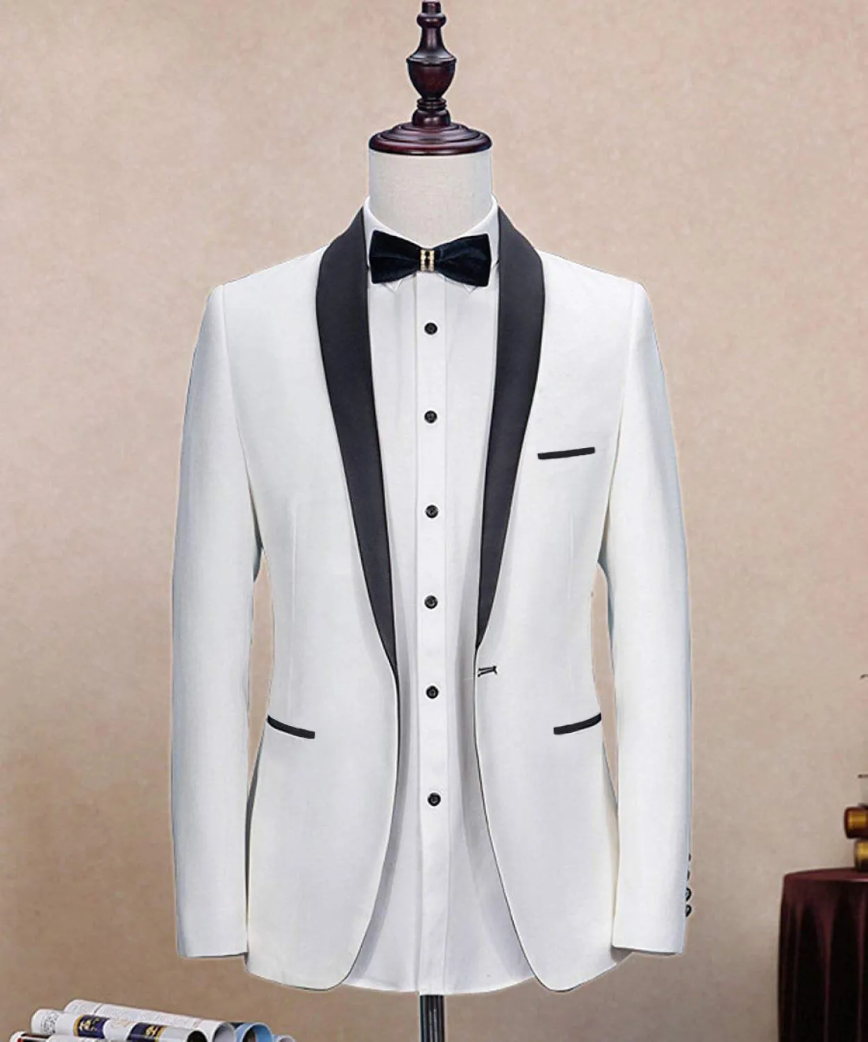 Formal Men's Slim Fit Shawl Lapel Flat Blazer