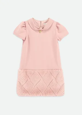 Frances Fur Trim Dress Tea Rose