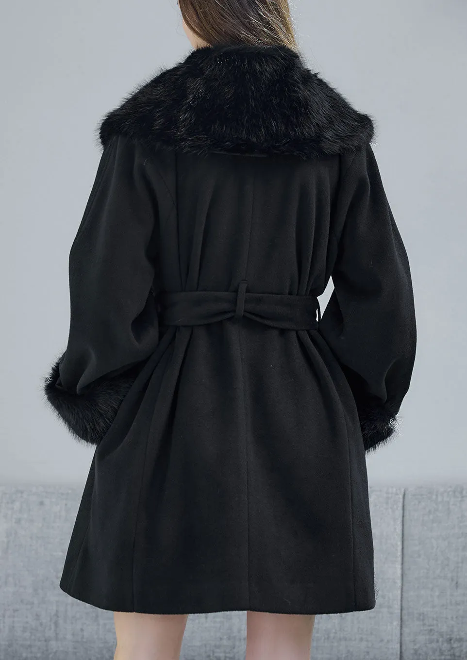 Fur collar middle coat
