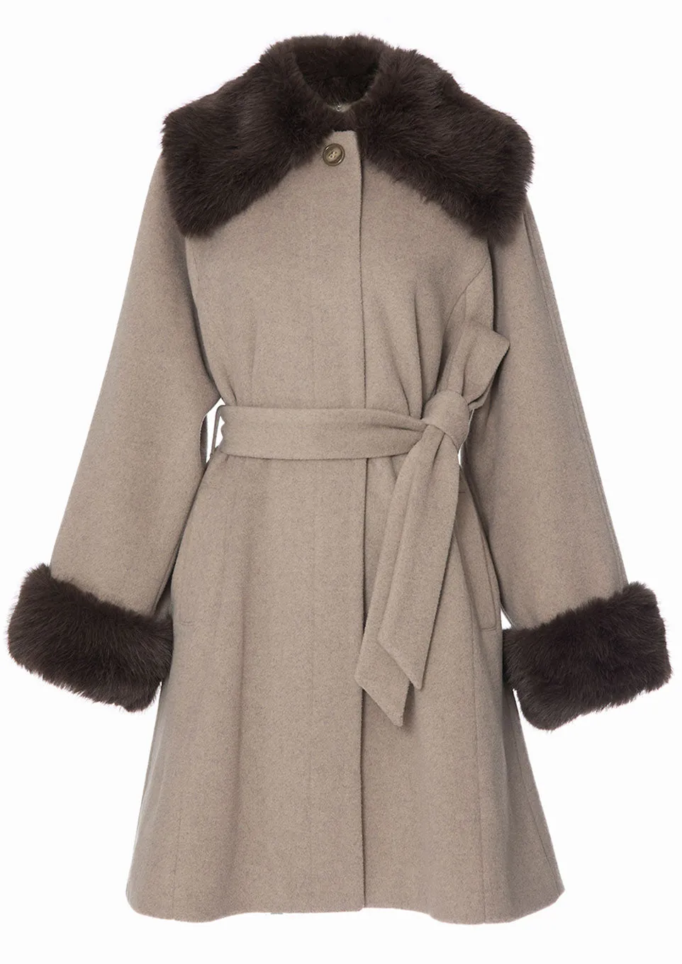 Fur collar middle coat
