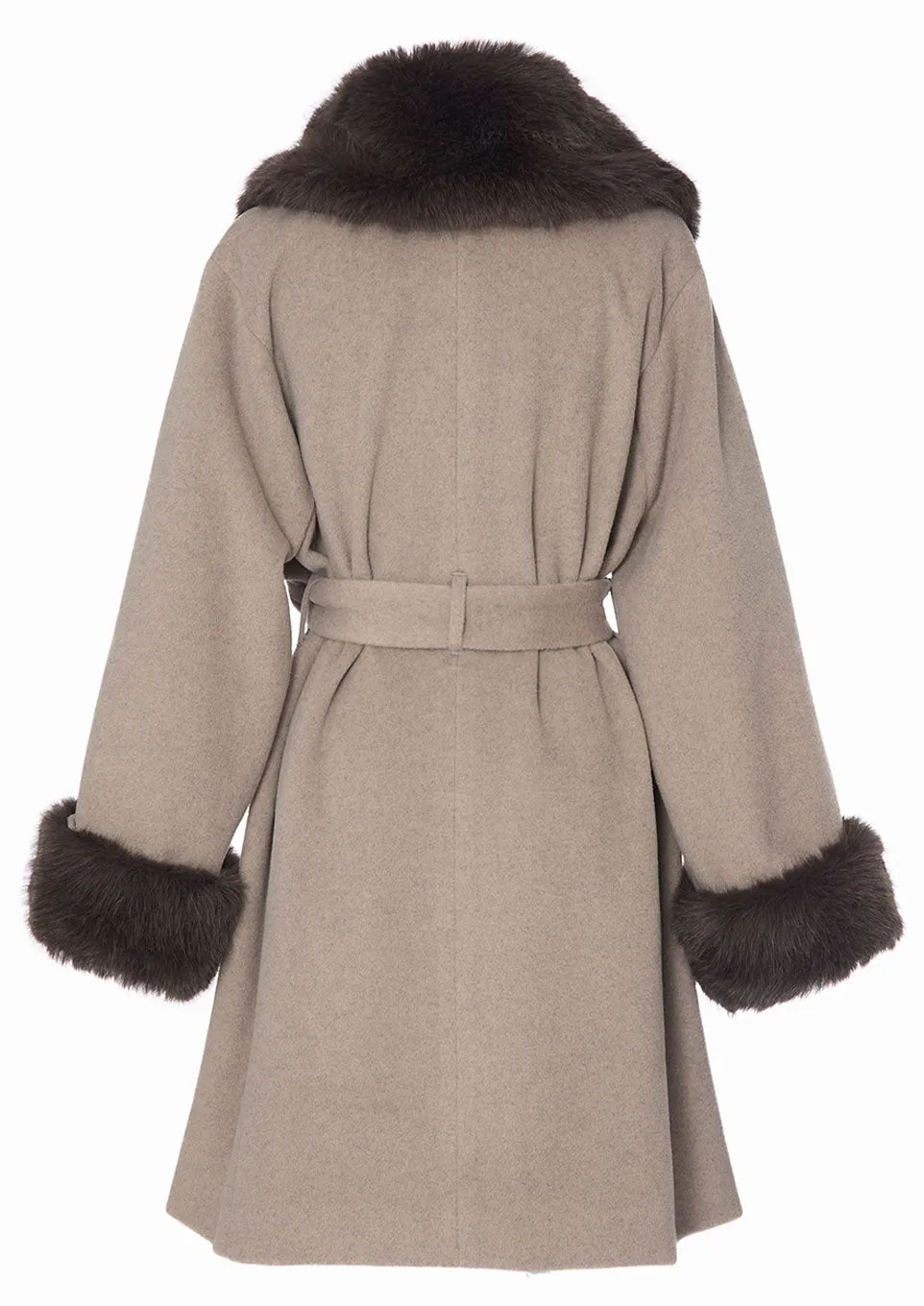 Fur collar middle coat