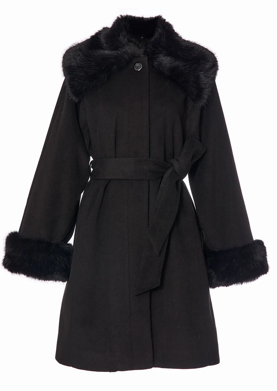 Fur collar middle coat