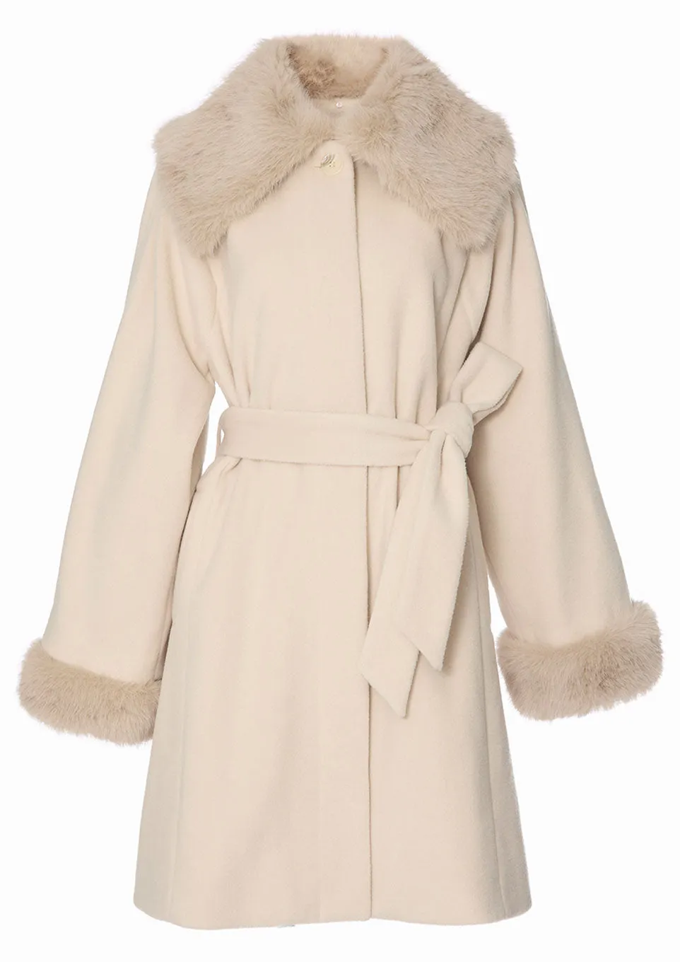 Fur collar middle coat