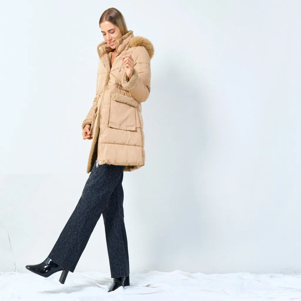Fur-trimmed puffer jacket wholesale
