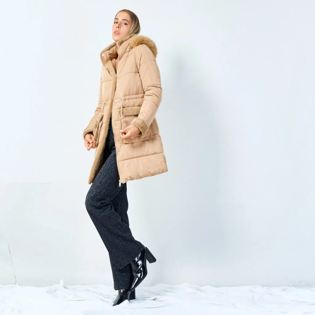 Fur-trimmed puffer jacket wholesale