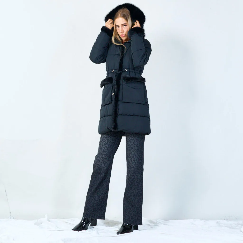 Fur-trimmed puffer jacket wholesale