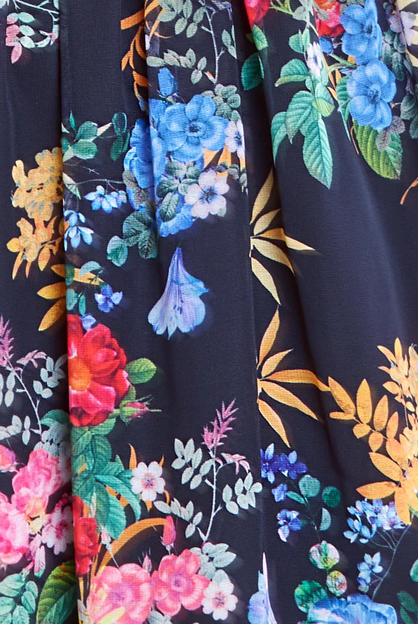 Goddiva Chiffon Wrap Border Floral Print Midi Dress