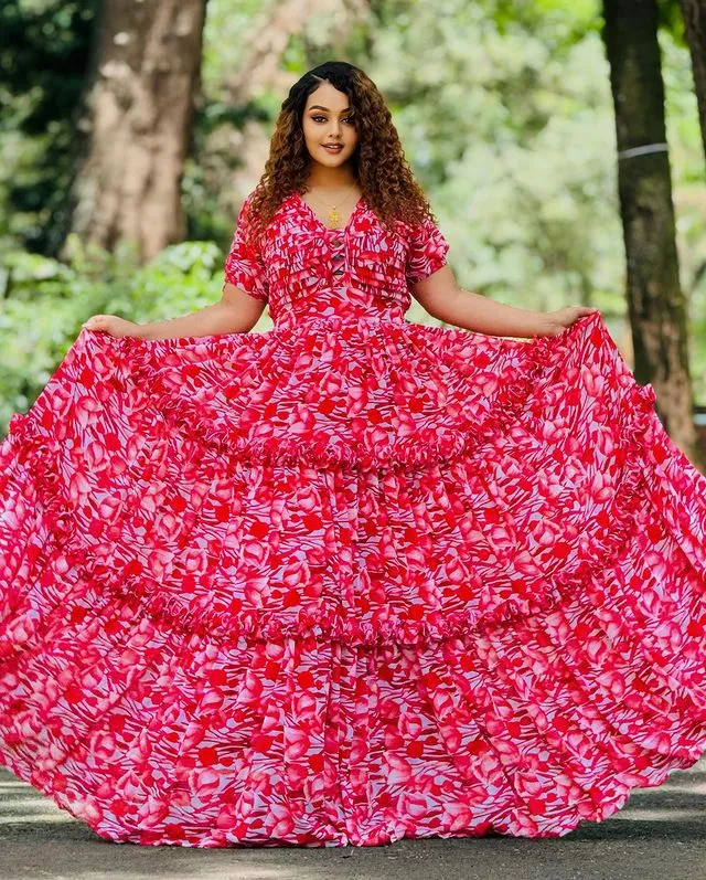 Gorgeous Red Stylish Habesha Shiffon Dress for Special Occasions Chiffon Dress