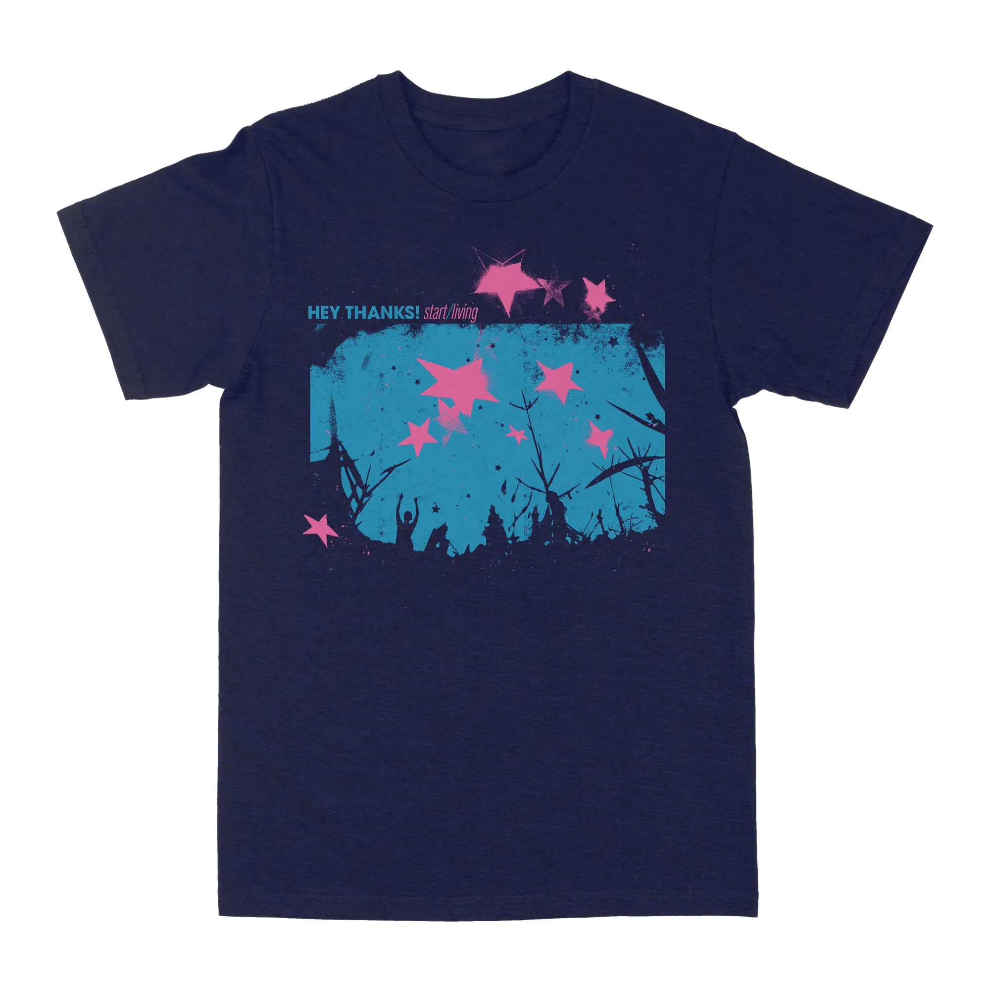 Hey Thanks! "Start/Living" Navy Heather T-Shirt