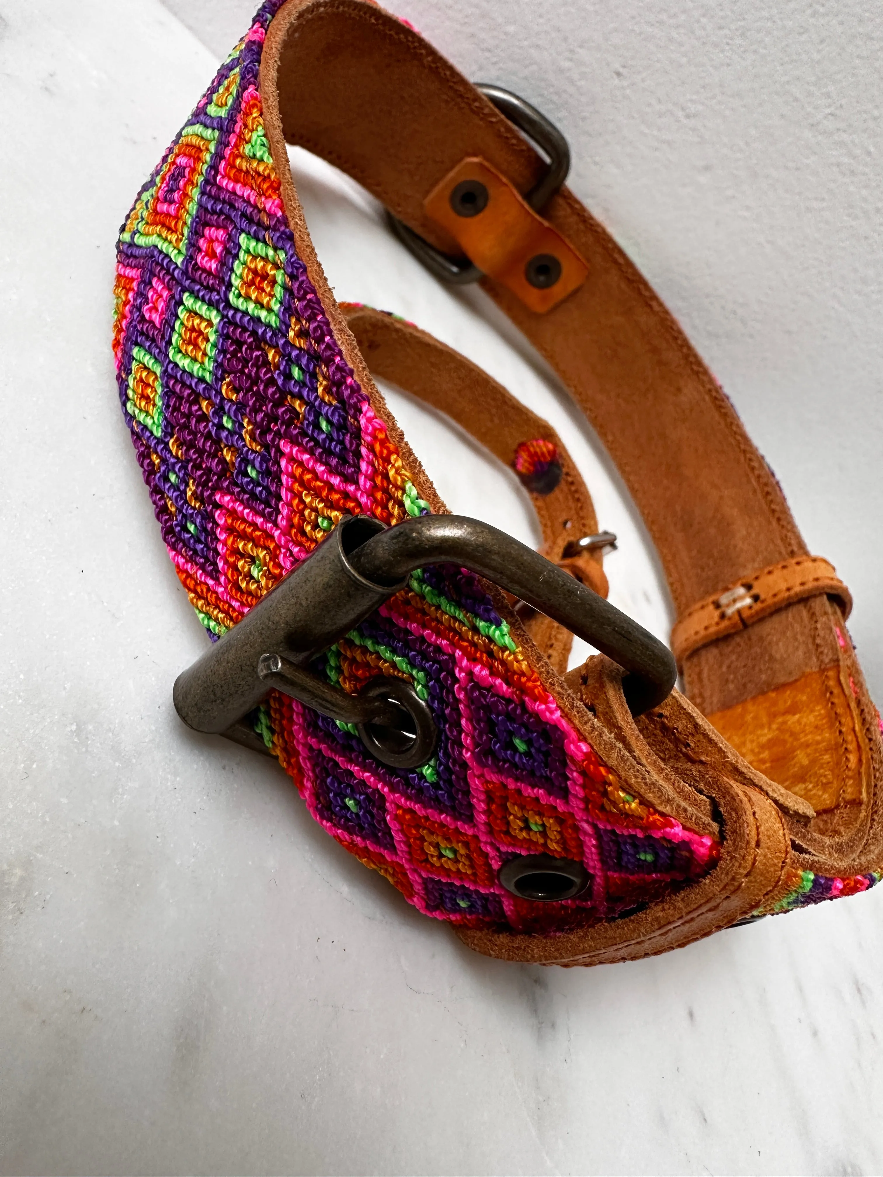 Huichol Embroidered Wide Dog Collar XL6