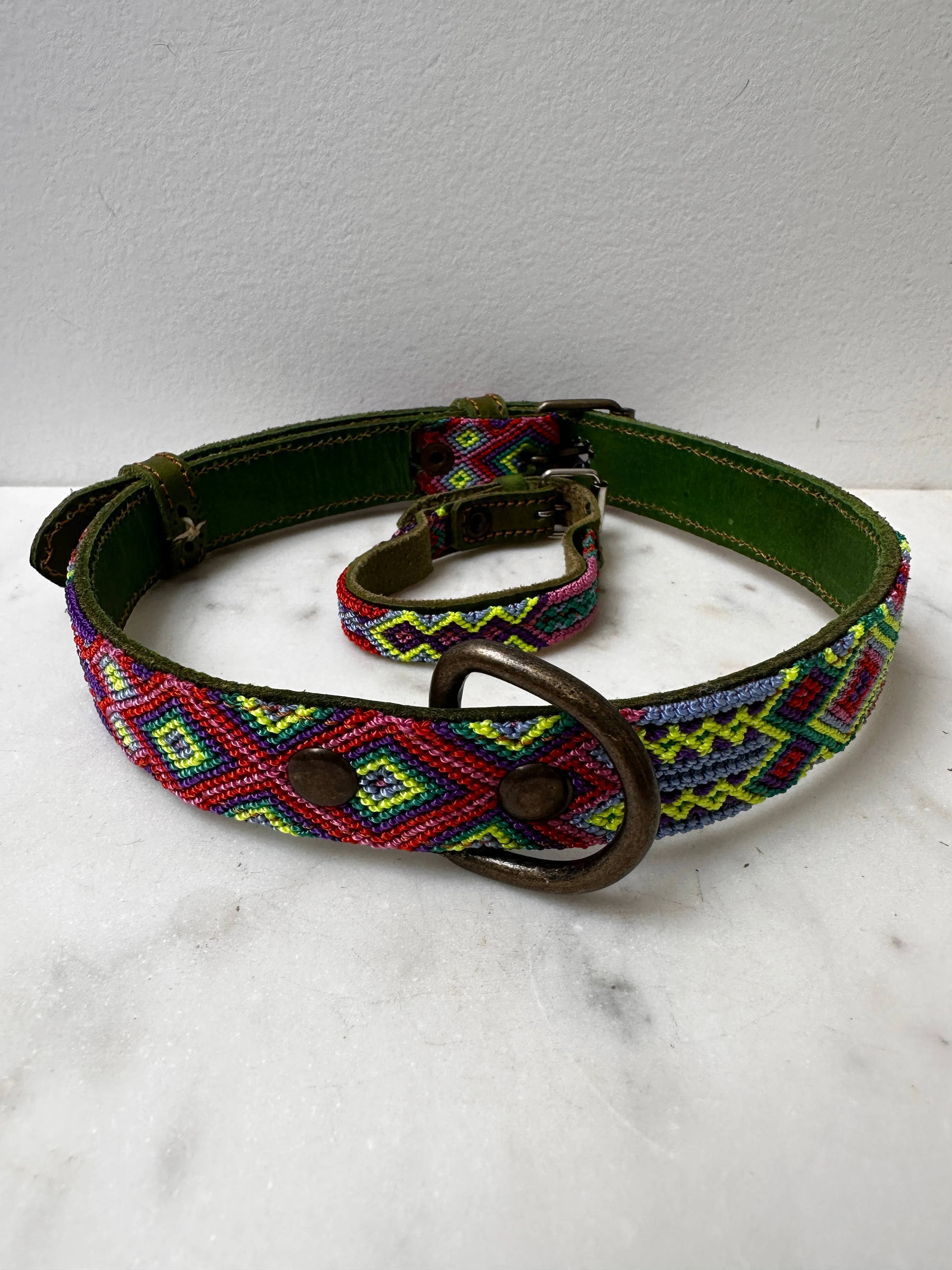 Huichol Fully Embroidered Dog Collar L5