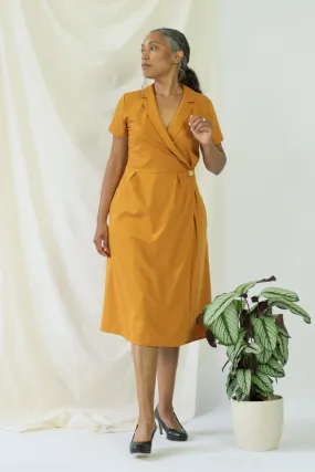Isabel | Wrap Dress with short sleeves in Saffron