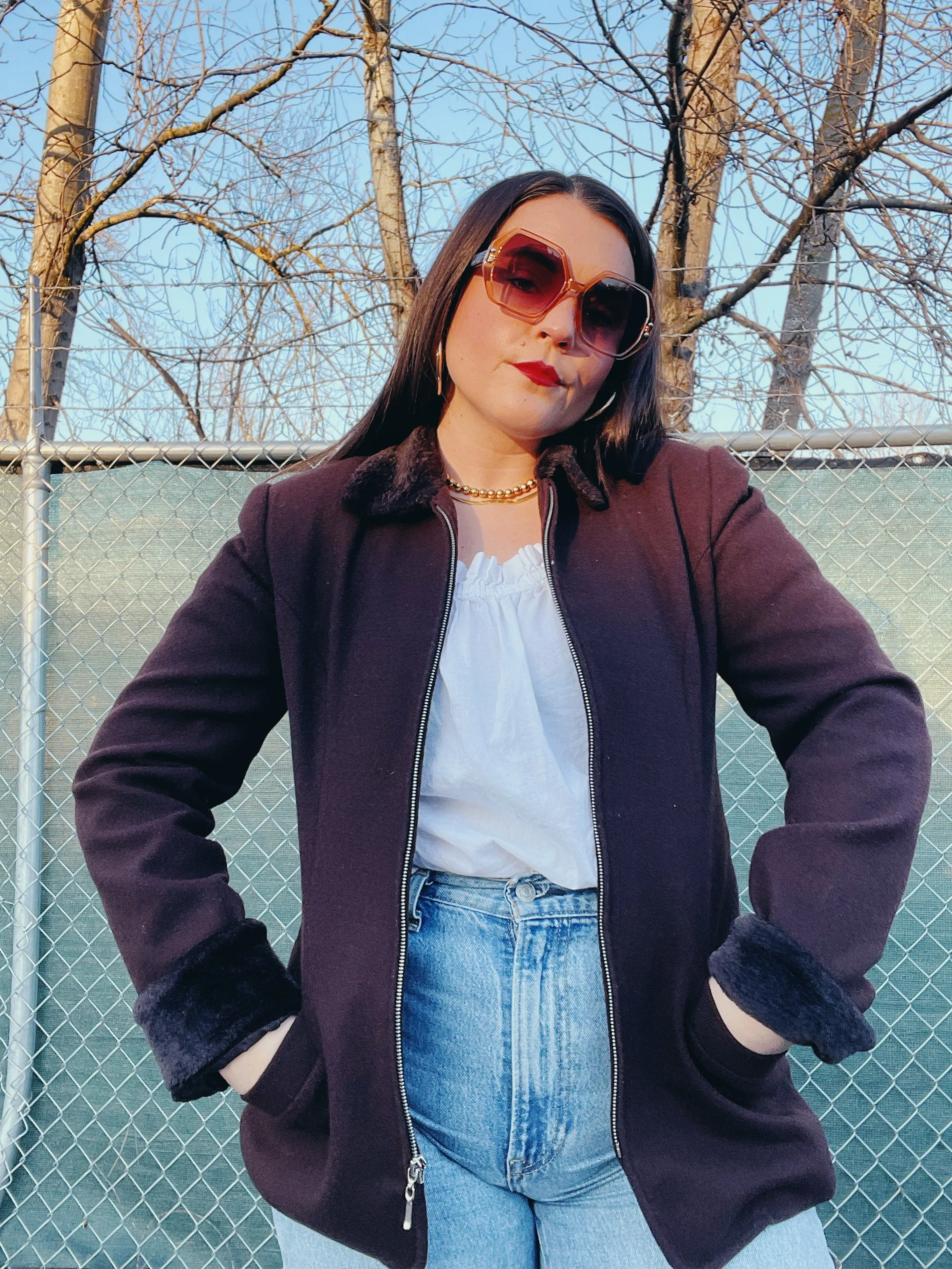 Jacket with Faux Fur Trim
