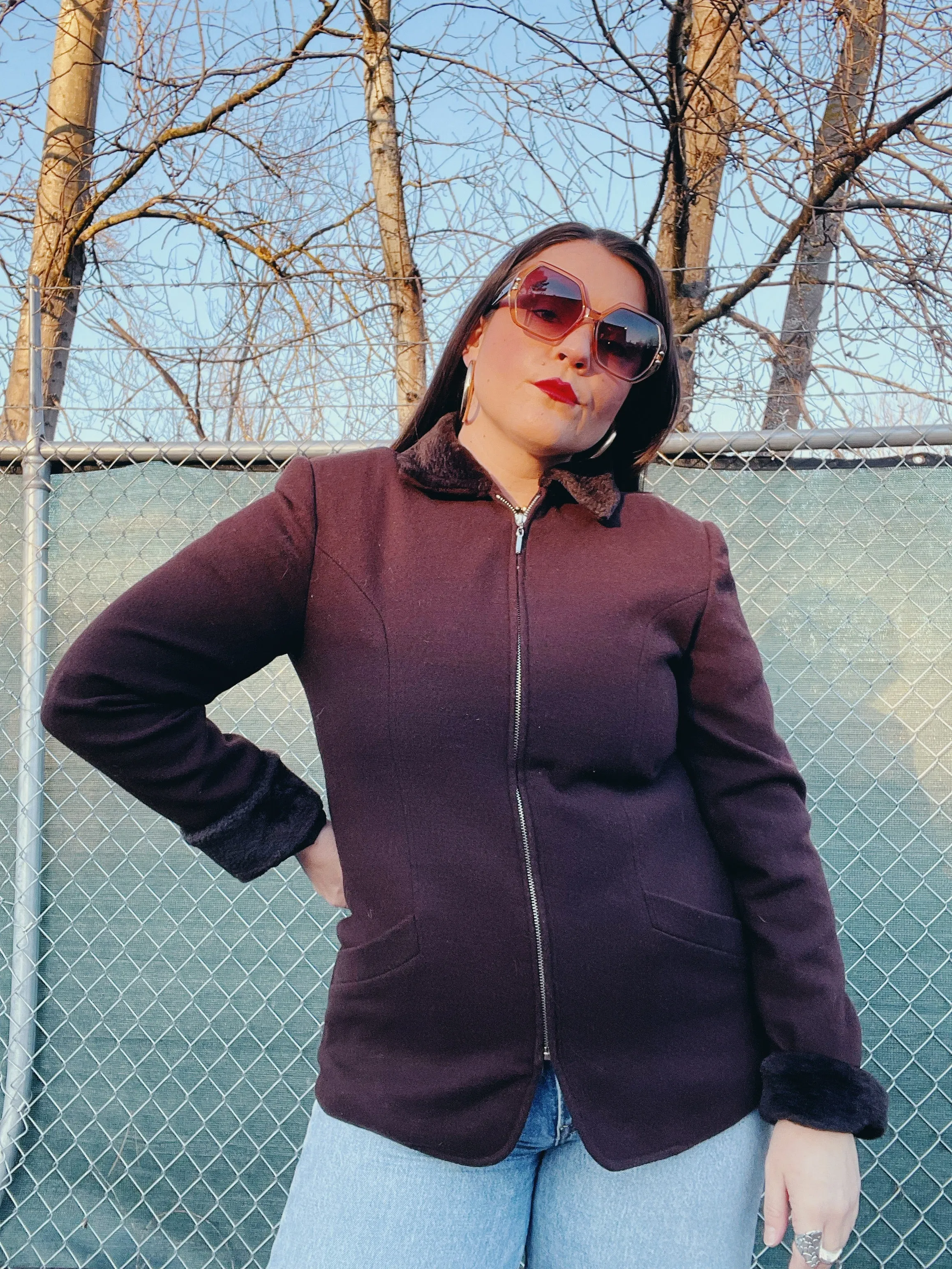 Jacket with Faux Fur Trim
