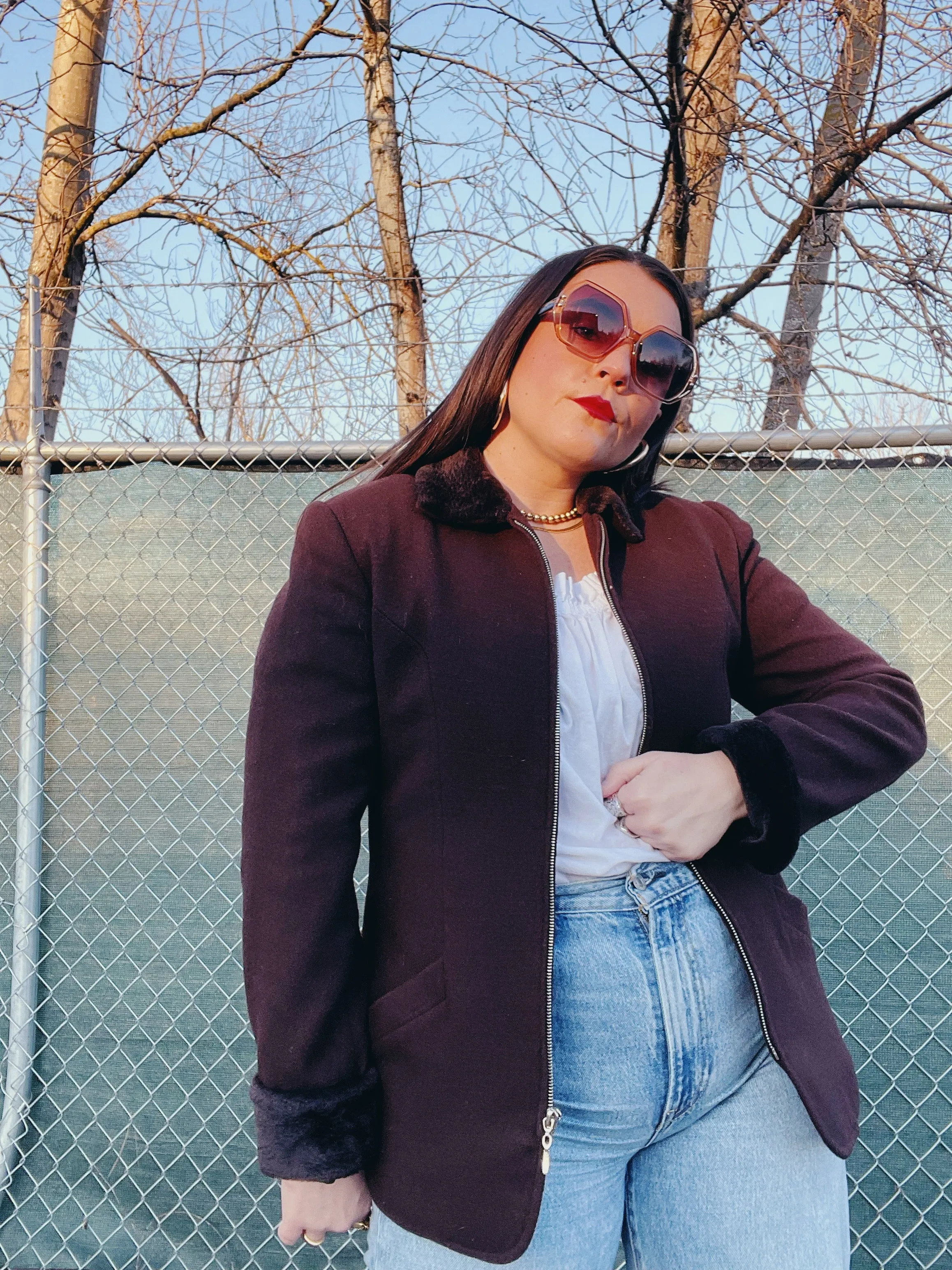 Jacket with Faux Fur Trim
