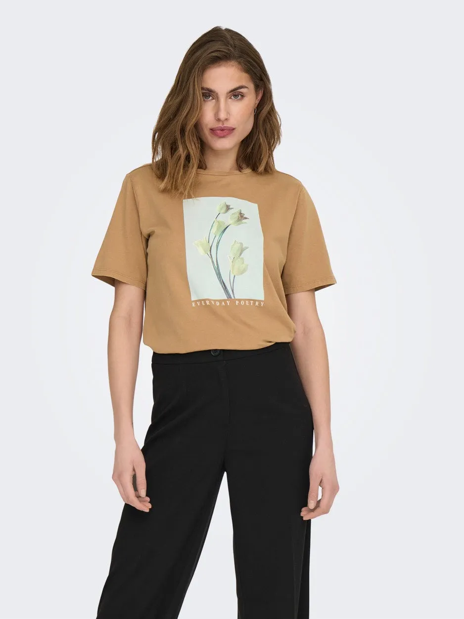 Jdyfarock S/s Print 0123 Top Jrs - Camel
