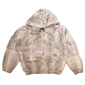 Kashani Men's Charcoal Grey Natural Rabbit Fur Coat