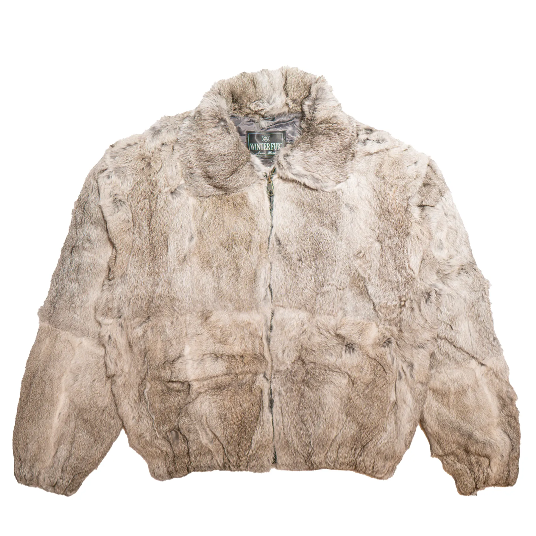 Kashani Men's Charcoal Grey Natural Rabbit Fur Coat