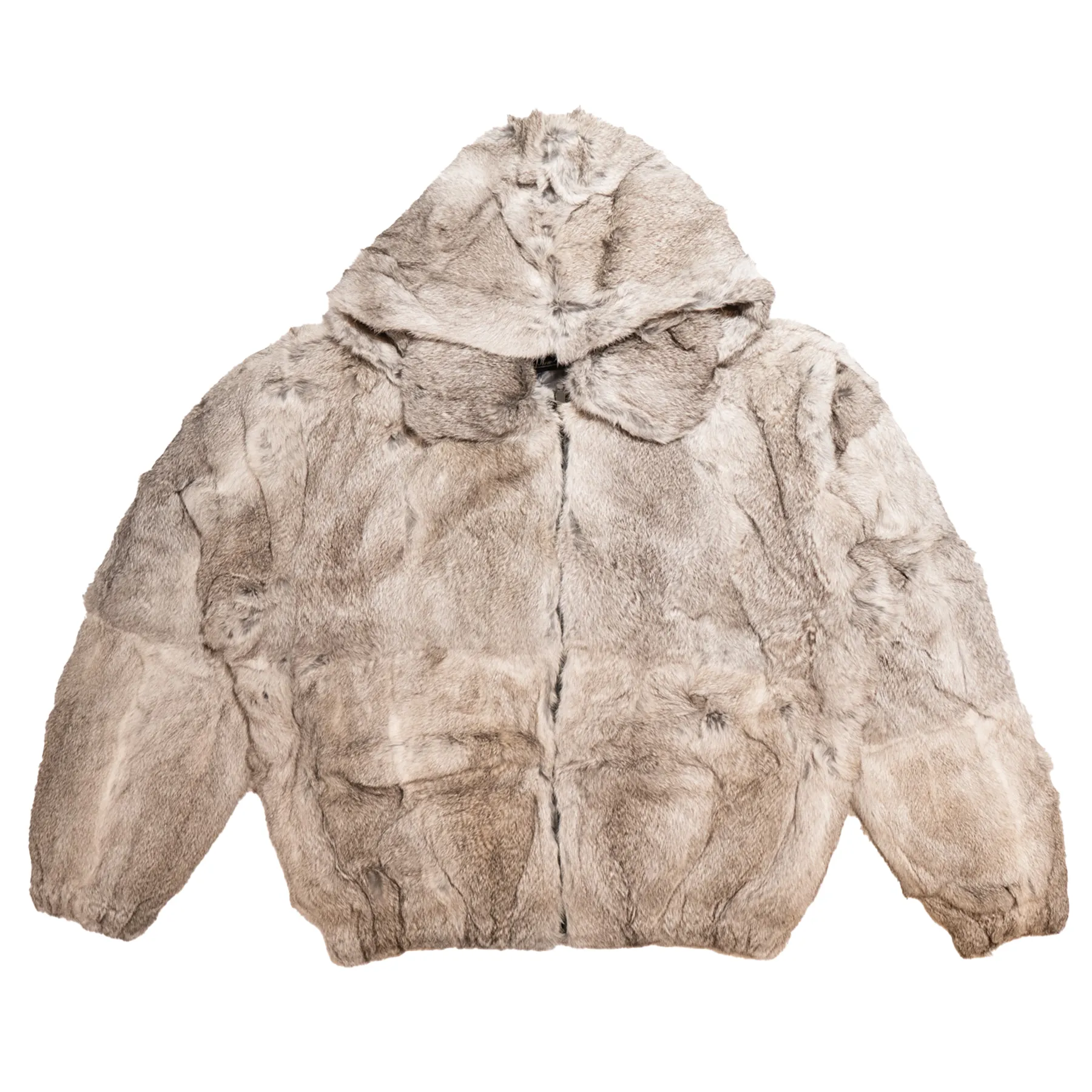 Kashani Men's Charcoal Grey Natural Rabbit Fur Coat